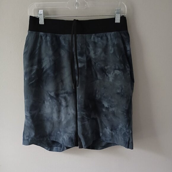 Lululemon Men's Sz Medium T.H.E Diamond Dye Short's Zip Pockets Gray Yoga Shorts - Picture 1 of 13